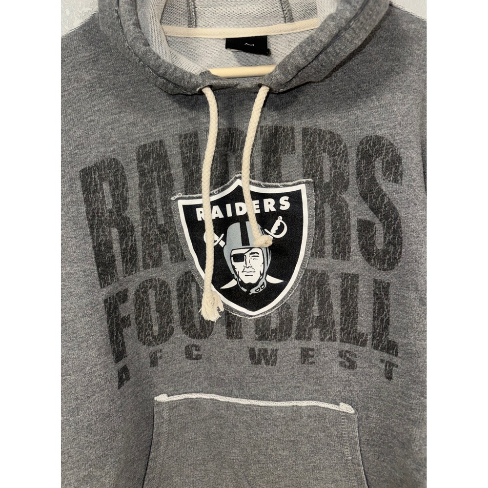 NFL Team Apparel Raiders Football AFC West Gray Distressed Hoodie Large - Picture 2 of 4